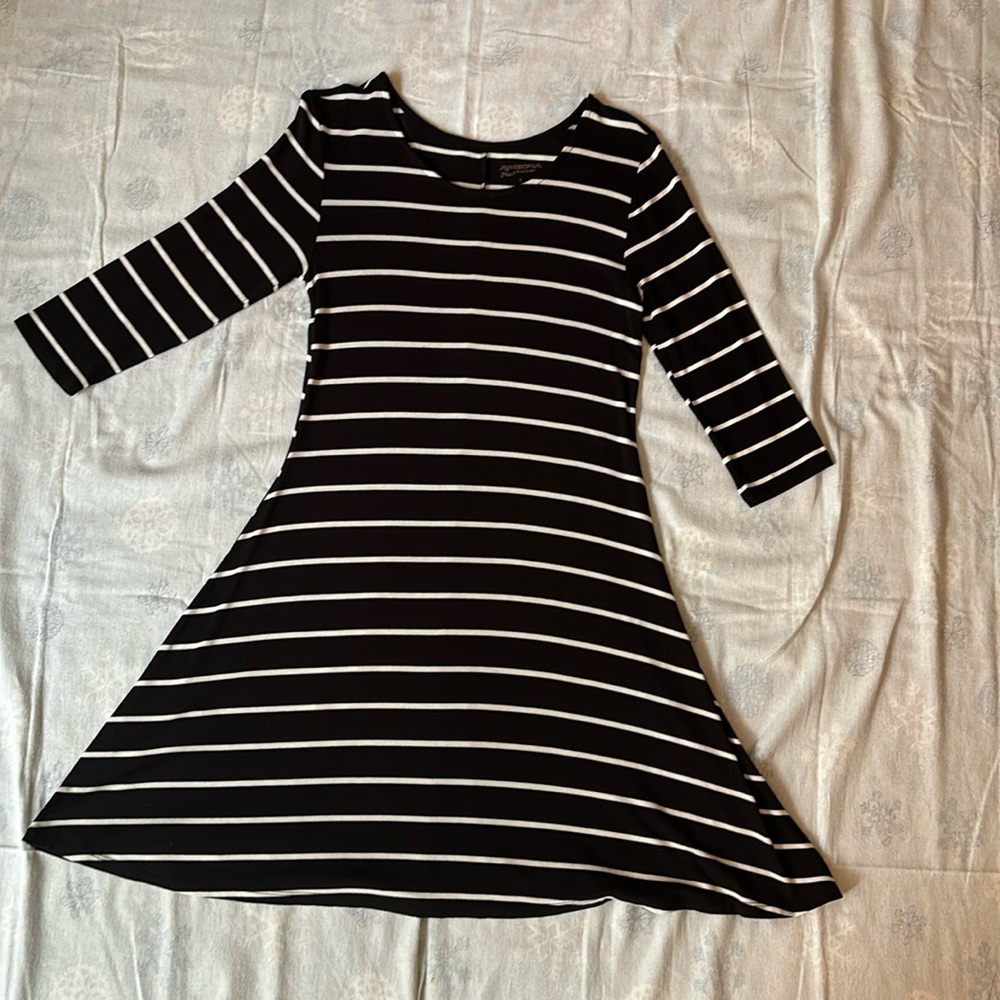 Black and white stripe Arizona jeans a line dress size s